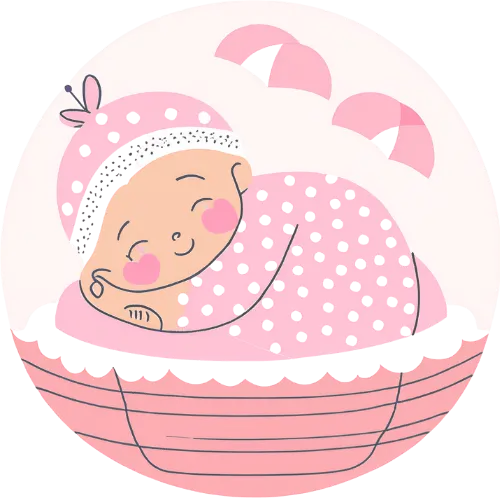Illustration bébé en pyjama rose qui dort – style enfantin et doux